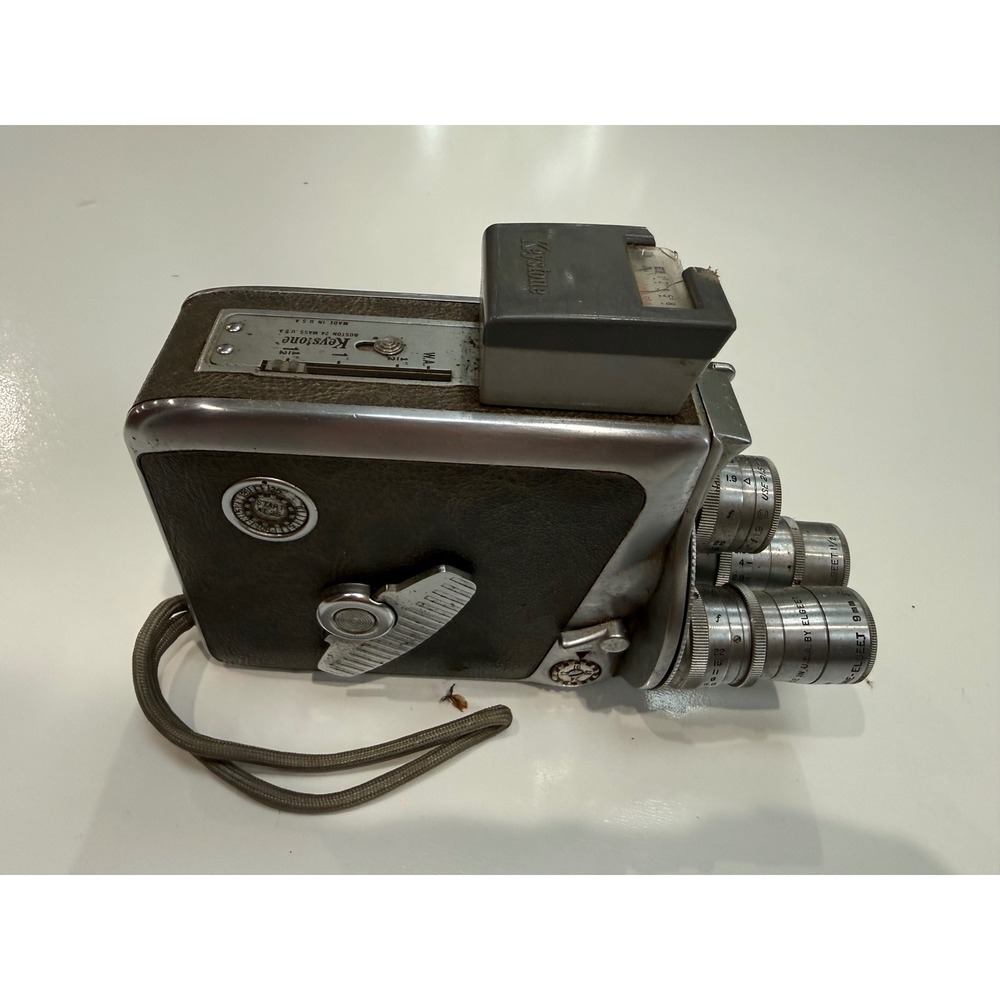 Vintage Keystone 8mm Movie Camera Triple Turret Elgeet Lenses Retro Film Prop